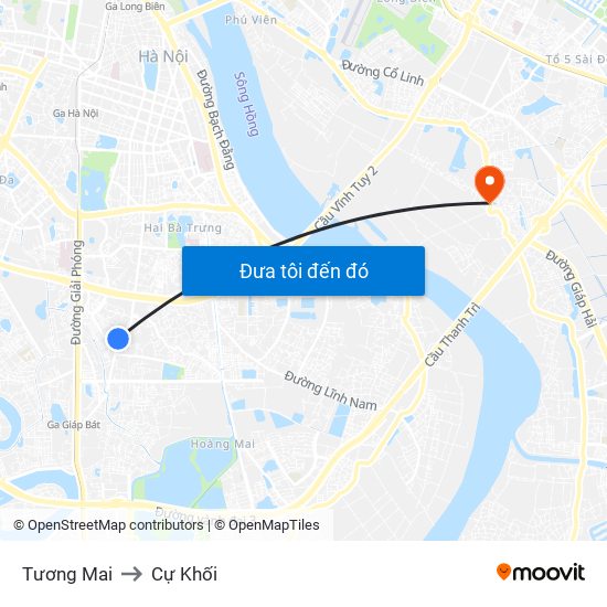 Tương Mai to Cự Khối map