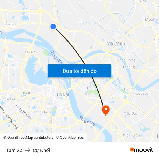 Tầm Xá to Cự Khối map