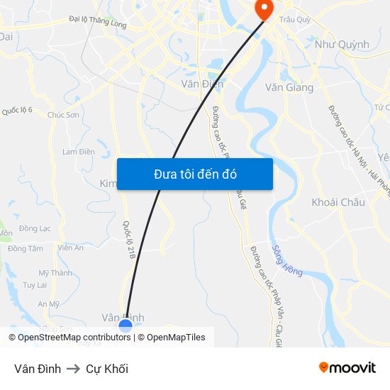 Vân Đình to Cự Khối map