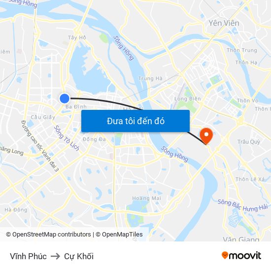 Vĩnh Phúc to Cự Khối map