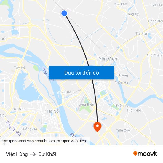 Việt Hùng to Cự Khối map