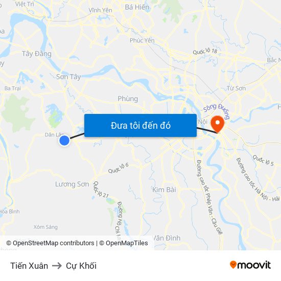 Tiến Xuân to Cự Khối map