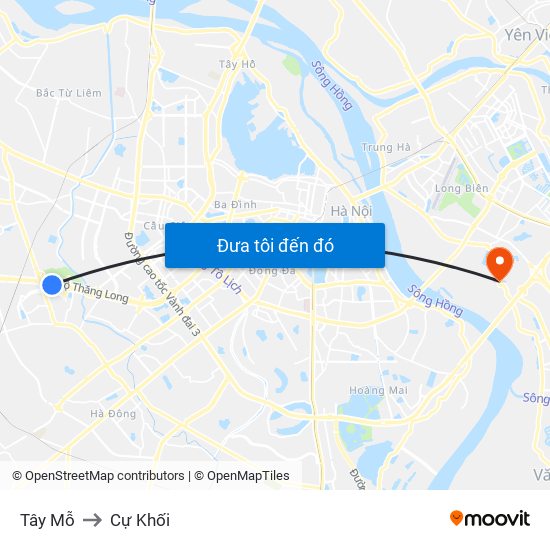 Tây Mỗ to Cự Khối map