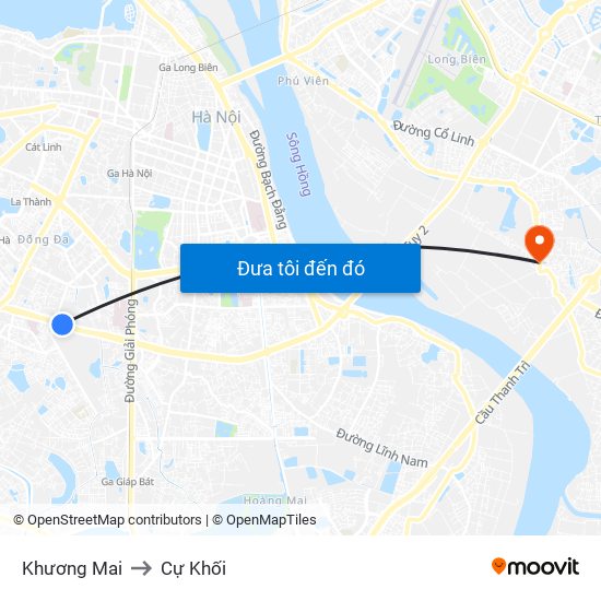 Khương Mai to Cự Khối map