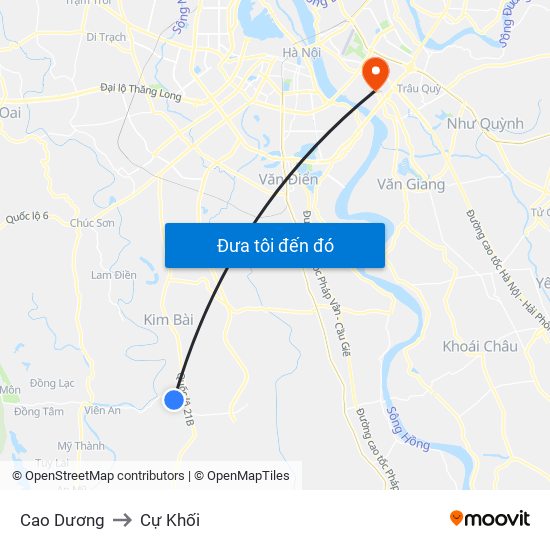 Cao Dương to Cự Khối map