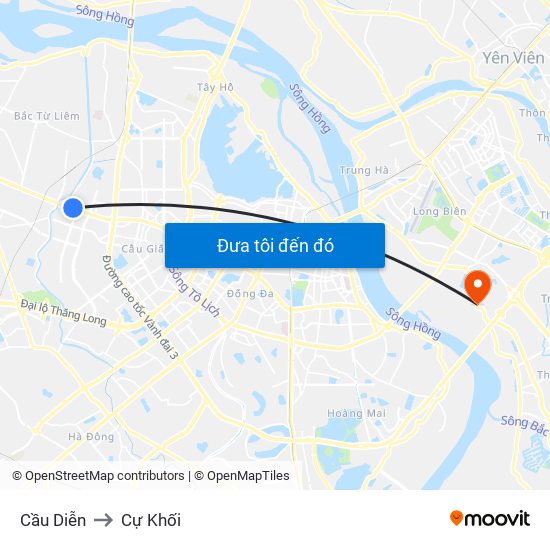 Cầu Diễn to Cự Khối map