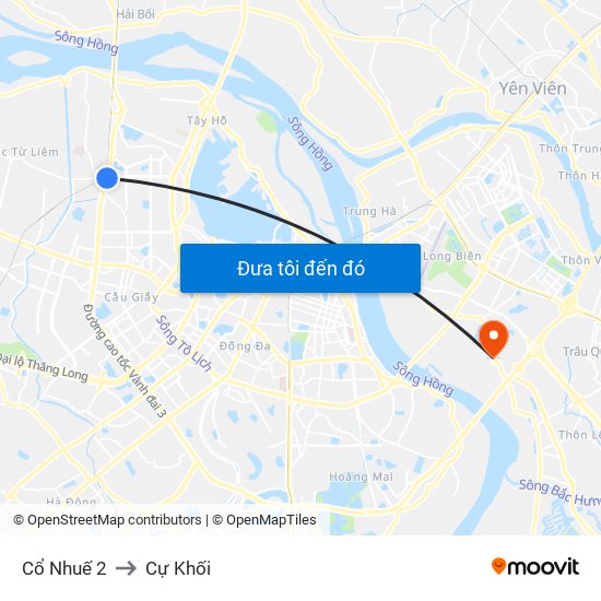 Cổ Nhuế 2 to Cự Khối map