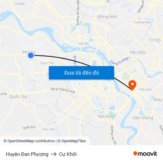 Huyện Đan Phượng to Cự Khối map