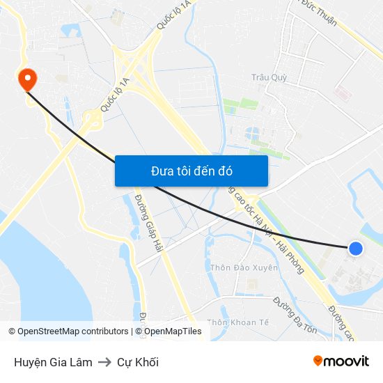 Huyện Gia Lâm to Cự Khối map