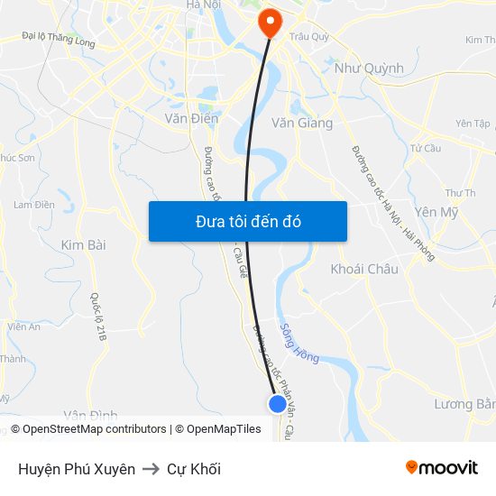 Huyện Phú Xuyên to Cự Khối map