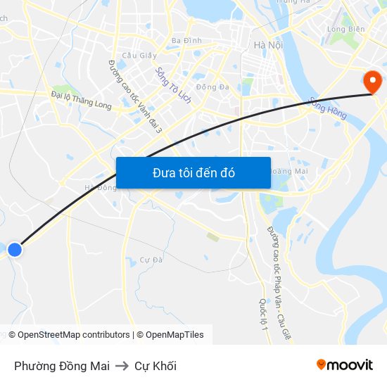 Phường Đồng Mai to Cự Khối map