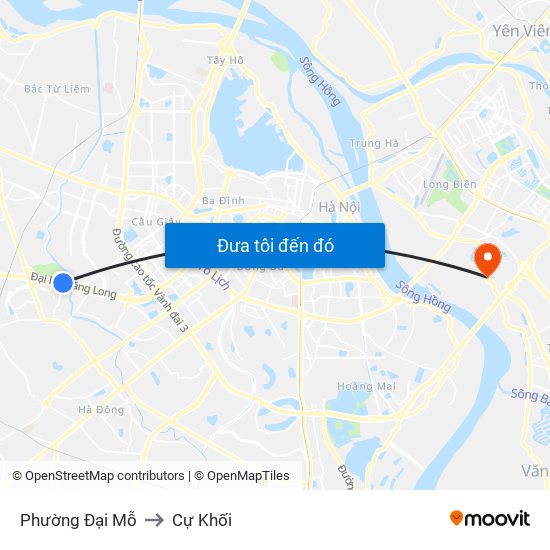 Phường Đại Mỗ to Cự Khối map