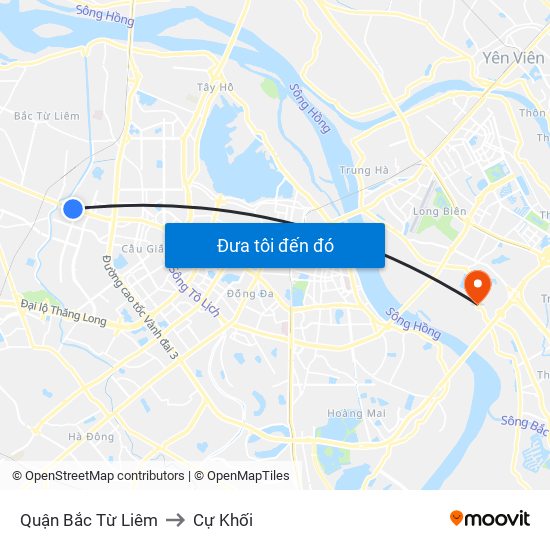 Quận Bắc Từ Liêm to Cự Khối map