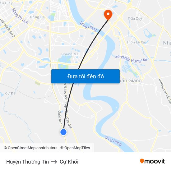 Huyện Thường Tín to Cự Khối map