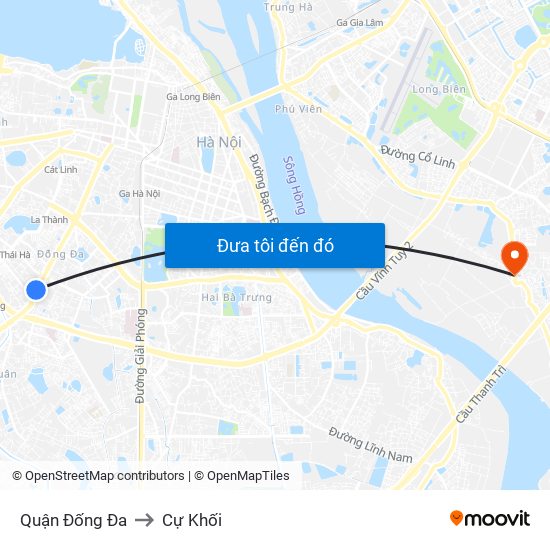 Quận Đống Đa to Cự Khối map