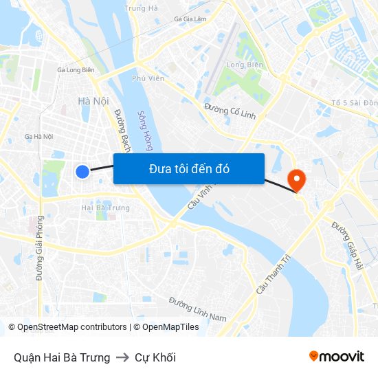 Quận Hai Bà Trưng to Cự Khối map