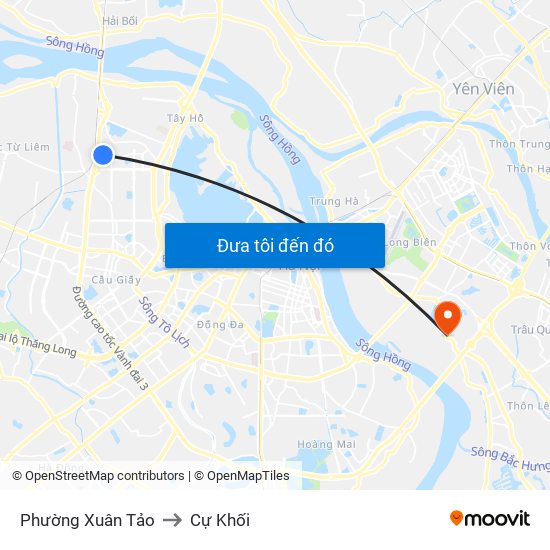 Phường Xuân Tảo to Cự Khối map