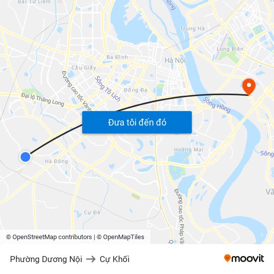 Phường Dương Nội to Cự Khối map