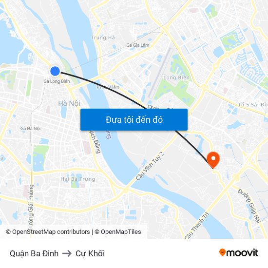 Quận Ba Đình to Cự Khối map