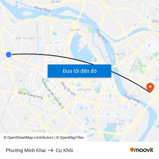 Phường Minh Khai to Cự Khối map