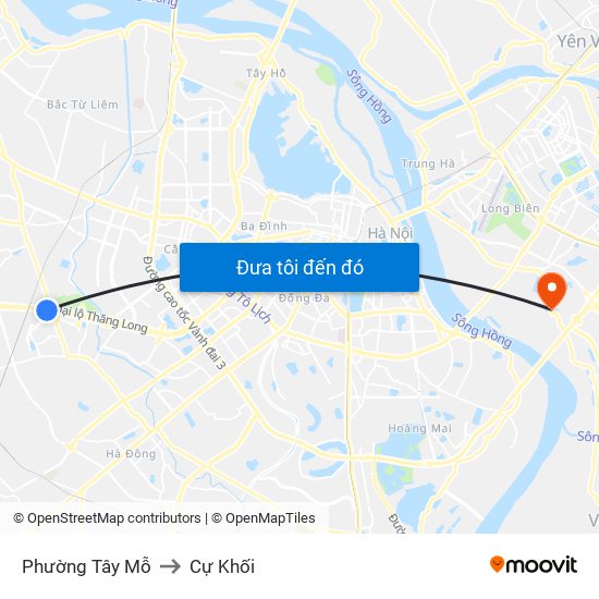 Phường Tây Mỗ to Cự Khối map