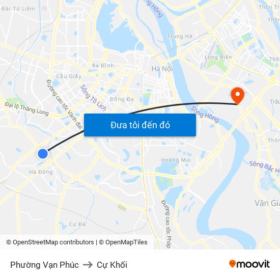 Phường Vạn Phúc to Cự Khối map