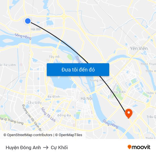 Huyện Đông Anh to Cự Khối map