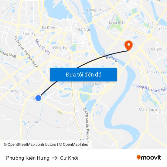 Phường Kiến Hưng to Cự Khối map