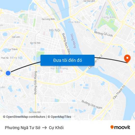 Phường Ngã Tư Sở to Cự Khối map