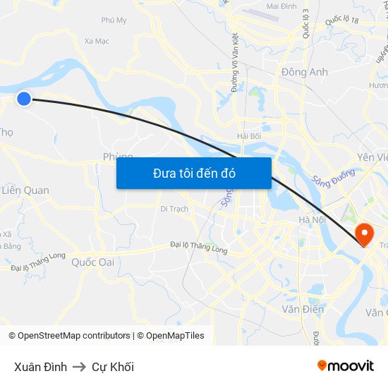 Xuân Đình to Cự Khối map