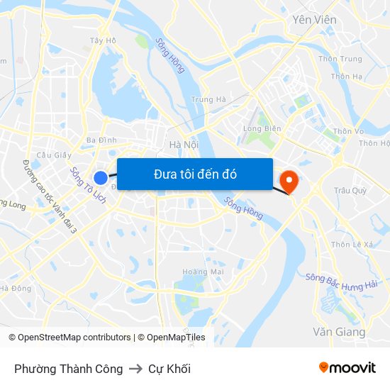 Phường Thành Công to Cự Khối map