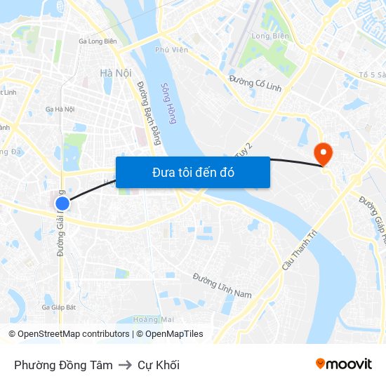 Phường Đồng Tâm to Cự Khối map