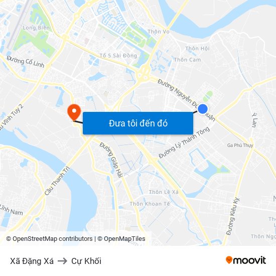 Xã Đặng Xá to Cự Khối map