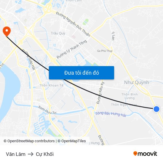 Văn Lâm to Cự Khối map