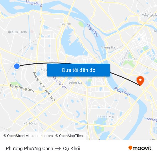 Phường Phương Canh to Cự Khối map