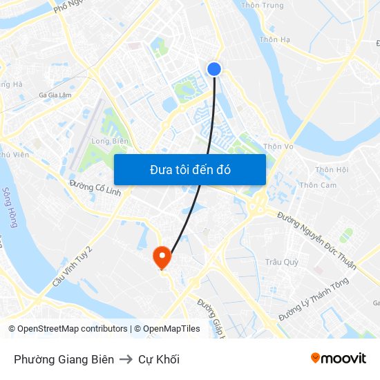 Phường Giang Biên to Cự Khối map