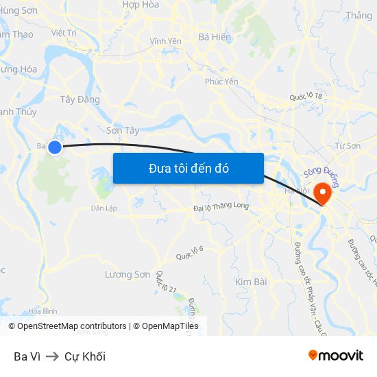 Ba Vì to Cự Khối map