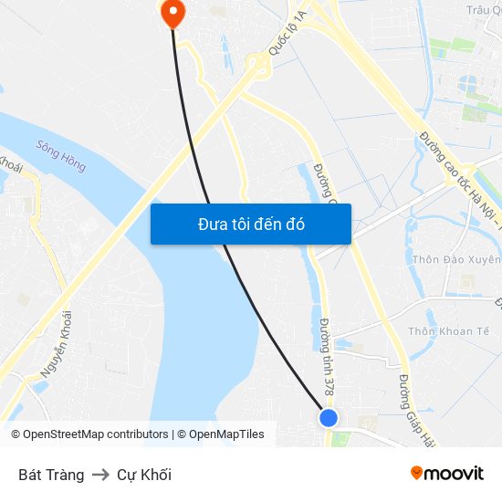 Bát Tràng to Cự Khối map