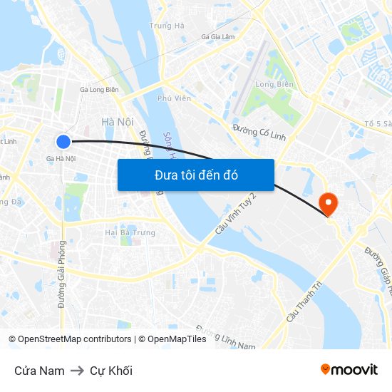 Cửa Nam to Cự Khối map
