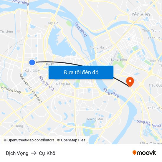 Dịch Vọng to Cự Khối map