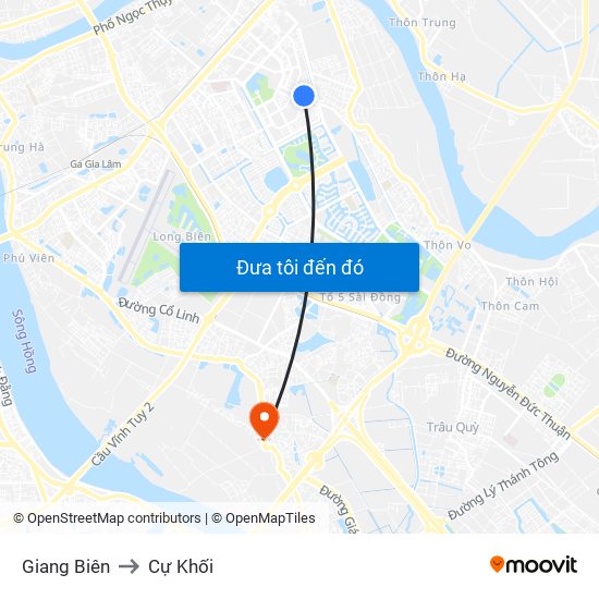 Giang Biên to Cự Khối map
