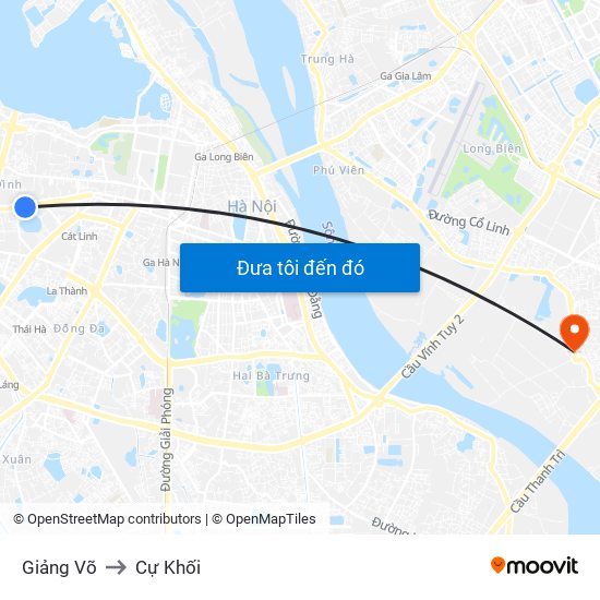 Giảng Võ to Cự Khối map