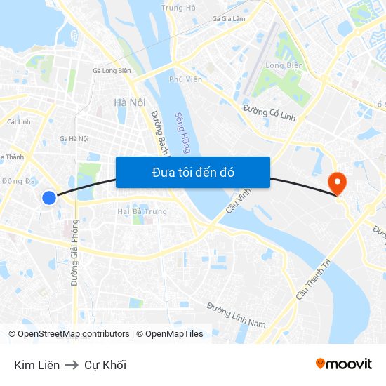 Kim Liên to Cự Khối map