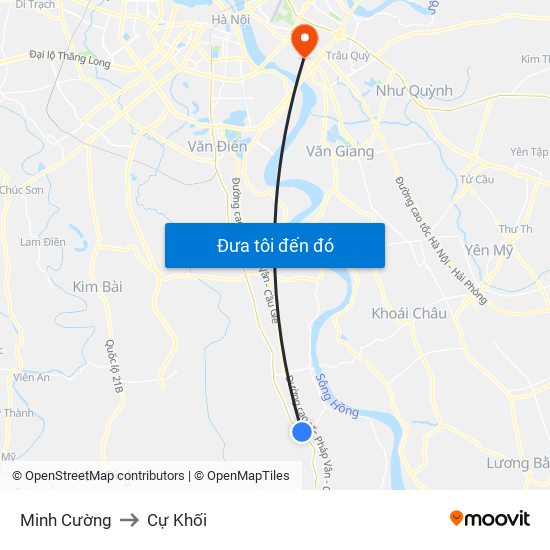 Minh Cường to Cự Khối map