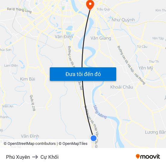 Phú Xuyên to Cự Khối map