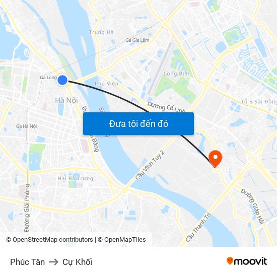 Phúc Tân to Cự Khối map