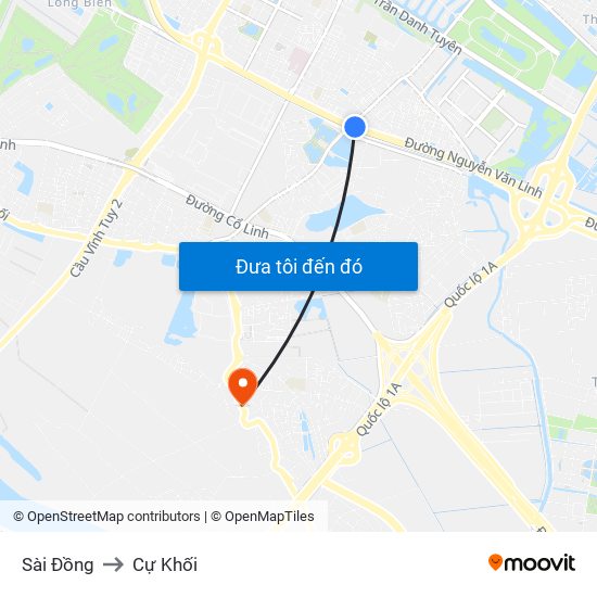 Sài Đồng to Cự Khối map