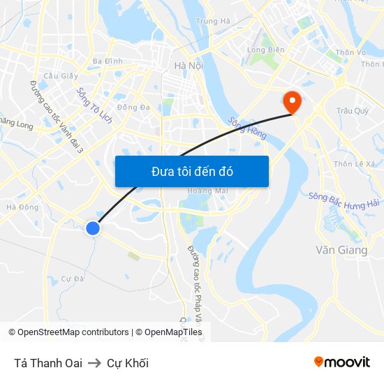 Tả Thanh Oai to Cự Khối map