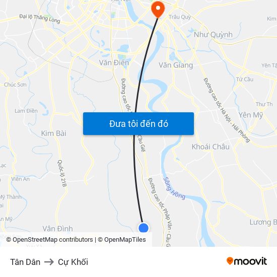 Tân Dân to Cự Khối map