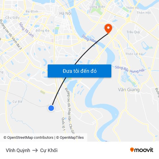 Vĩnh Quỳnh to Cự Khối map